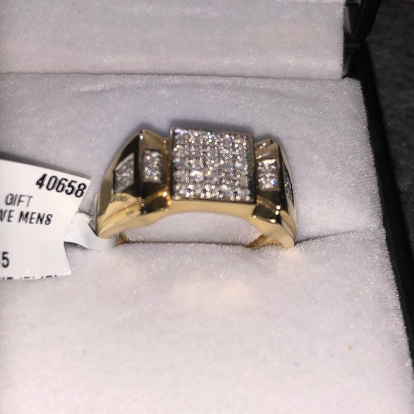 10k solid gold real diamond men ring not plated not CZ free appraisal unbeatable - Picture 5 of 8